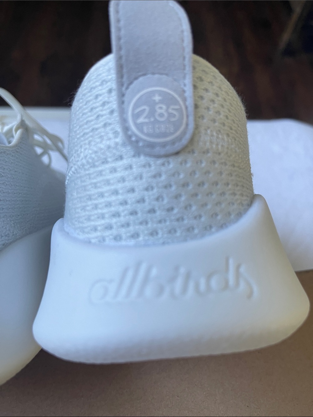 allbirds White Knit Casual Sneakers. Color is Blizzard, Hanami night - Picture 8 of 8